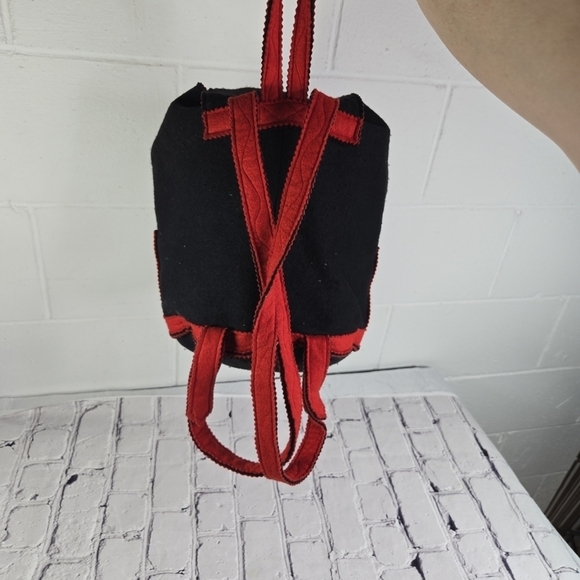 Vtg Lanya Vermont Orvis wool folk ethnic backpack purse rare htf main image 5